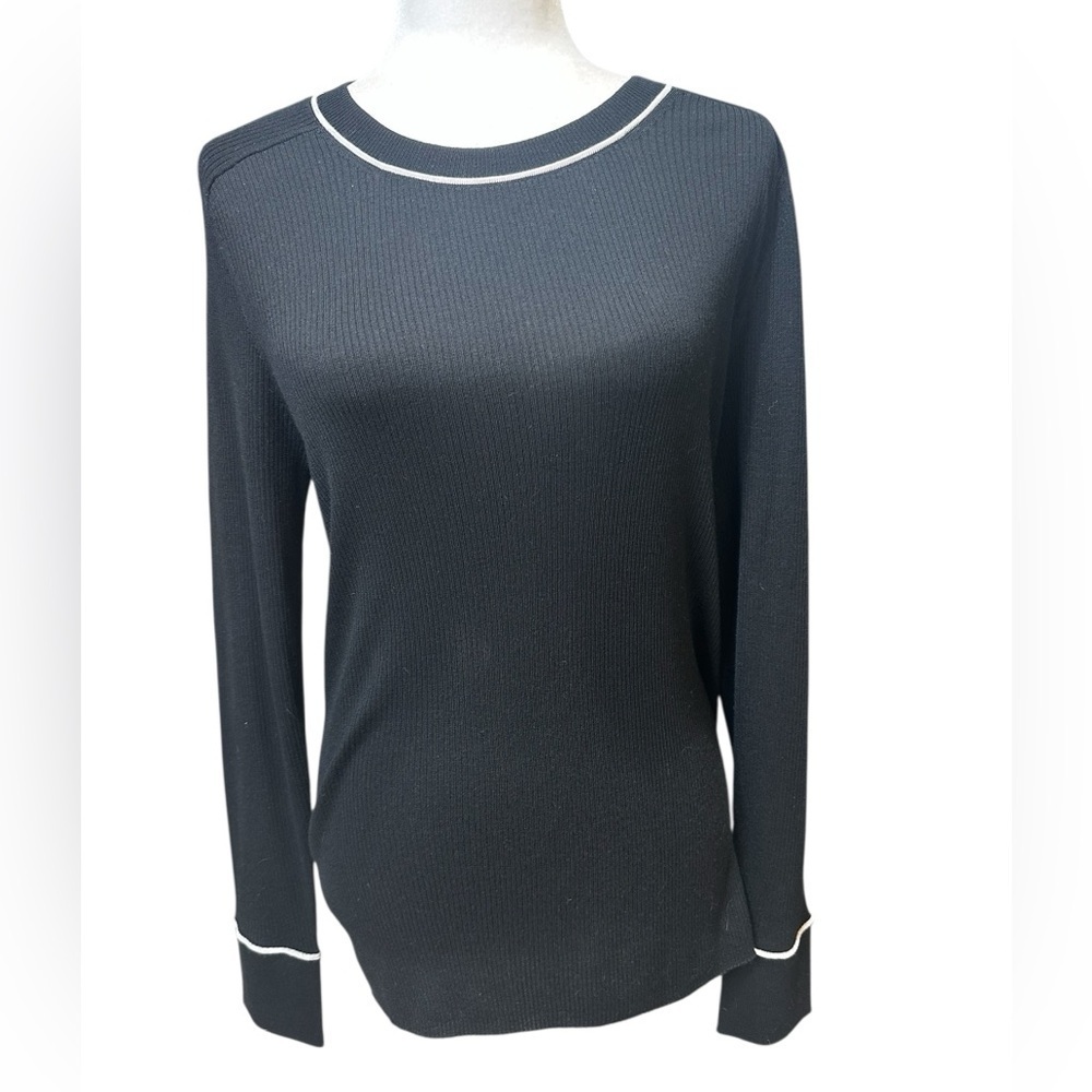 Veronica Beard Kinnie Pullover Black Merino Wool Top